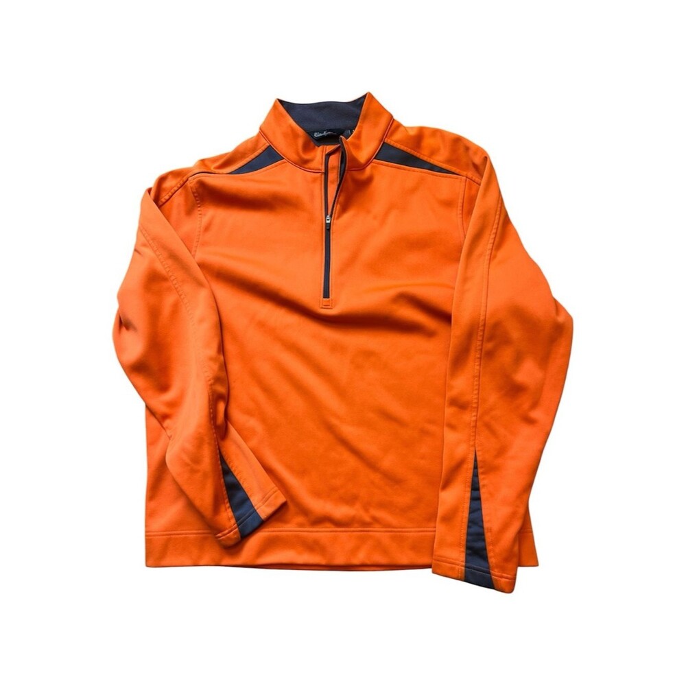 Walter Hagen Mens Large Orange Quarter Zip Golf Pullover Long Sleeve